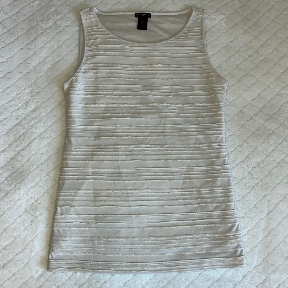 Ann Taylor Frill Textured Sleeveless Blouse